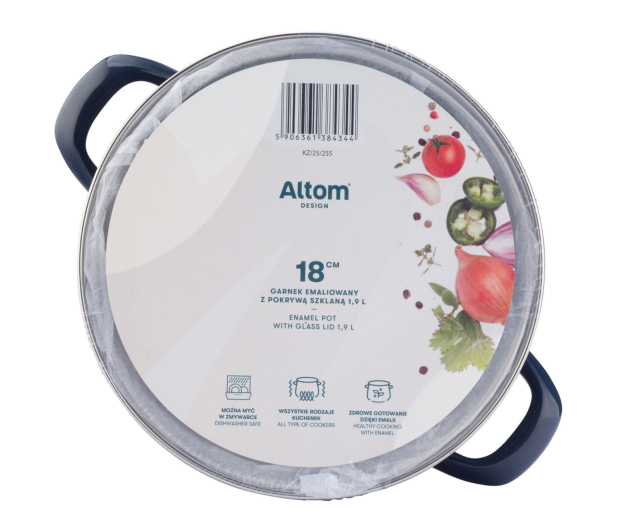 Altom Garnek emaliowany 18 cm 1,9 l pokrywka granat indukcja - 1611112 - zdjęcie 4